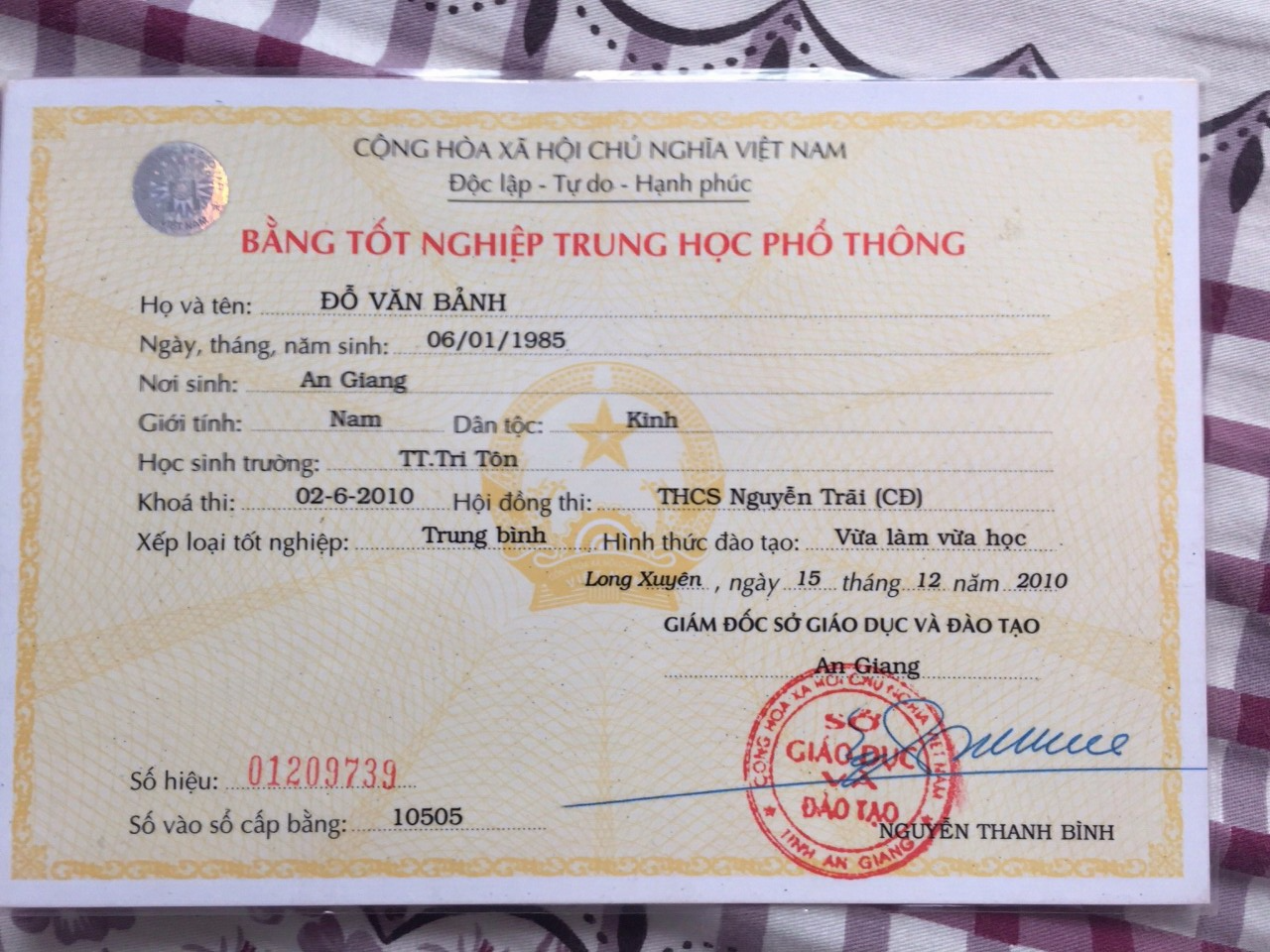 làm bằng cấp 3 an giang - không qua trung gian